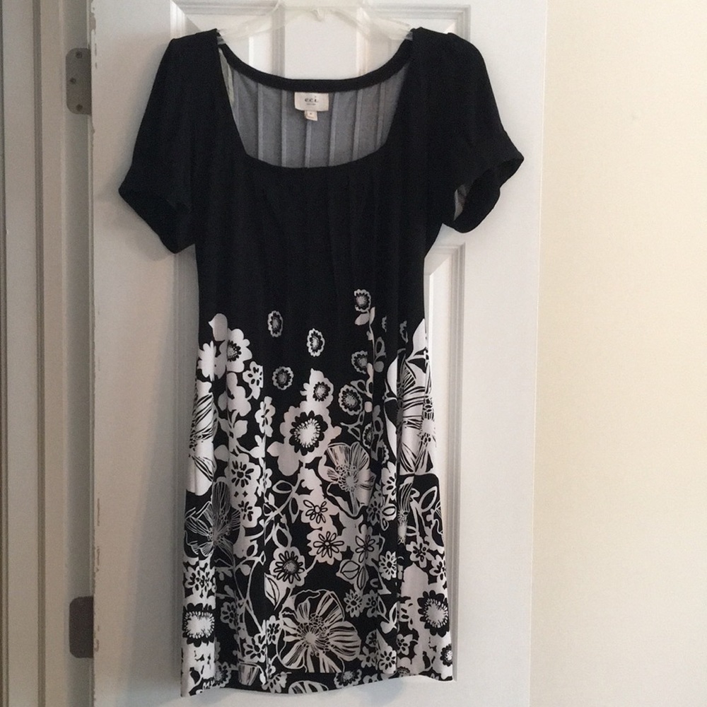 ECI Black Floral Dress Size 8